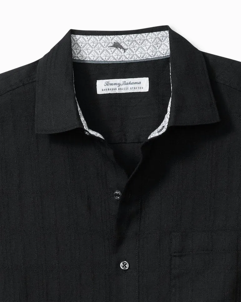 Barbados Breeze Playa Plaid Stretch-Linen Long-Sleeve Shirt