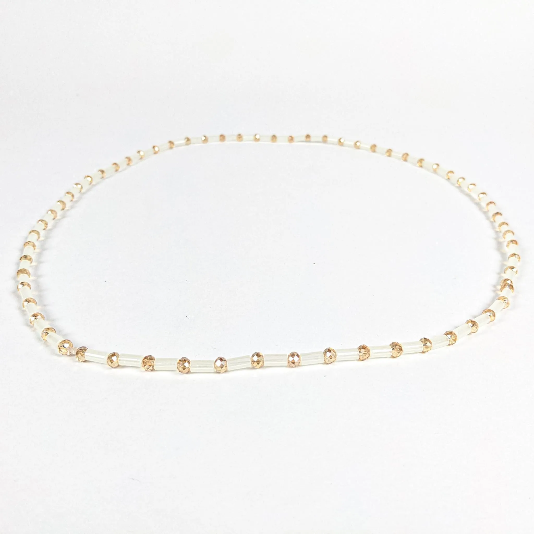 Creme & Gold Elastic Waist Beads