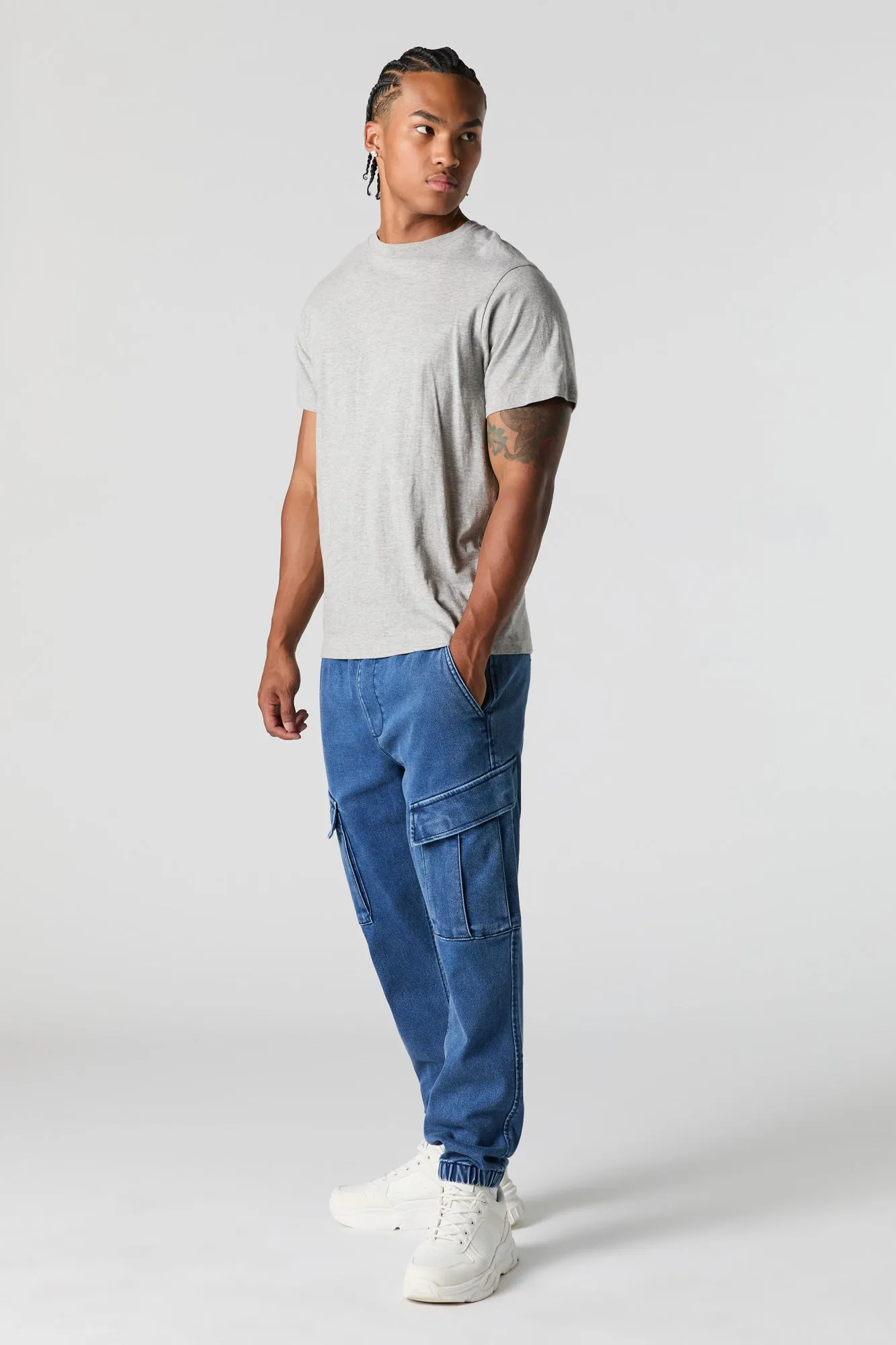 Denim Drawstring Cargo Jogger