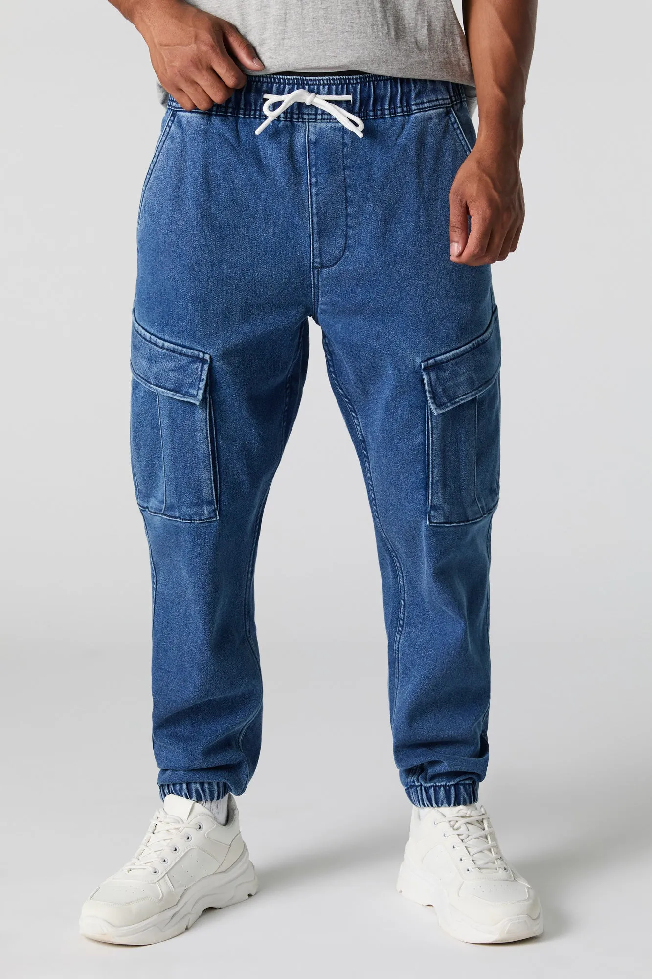Denim Drawstring Cargo Jogger