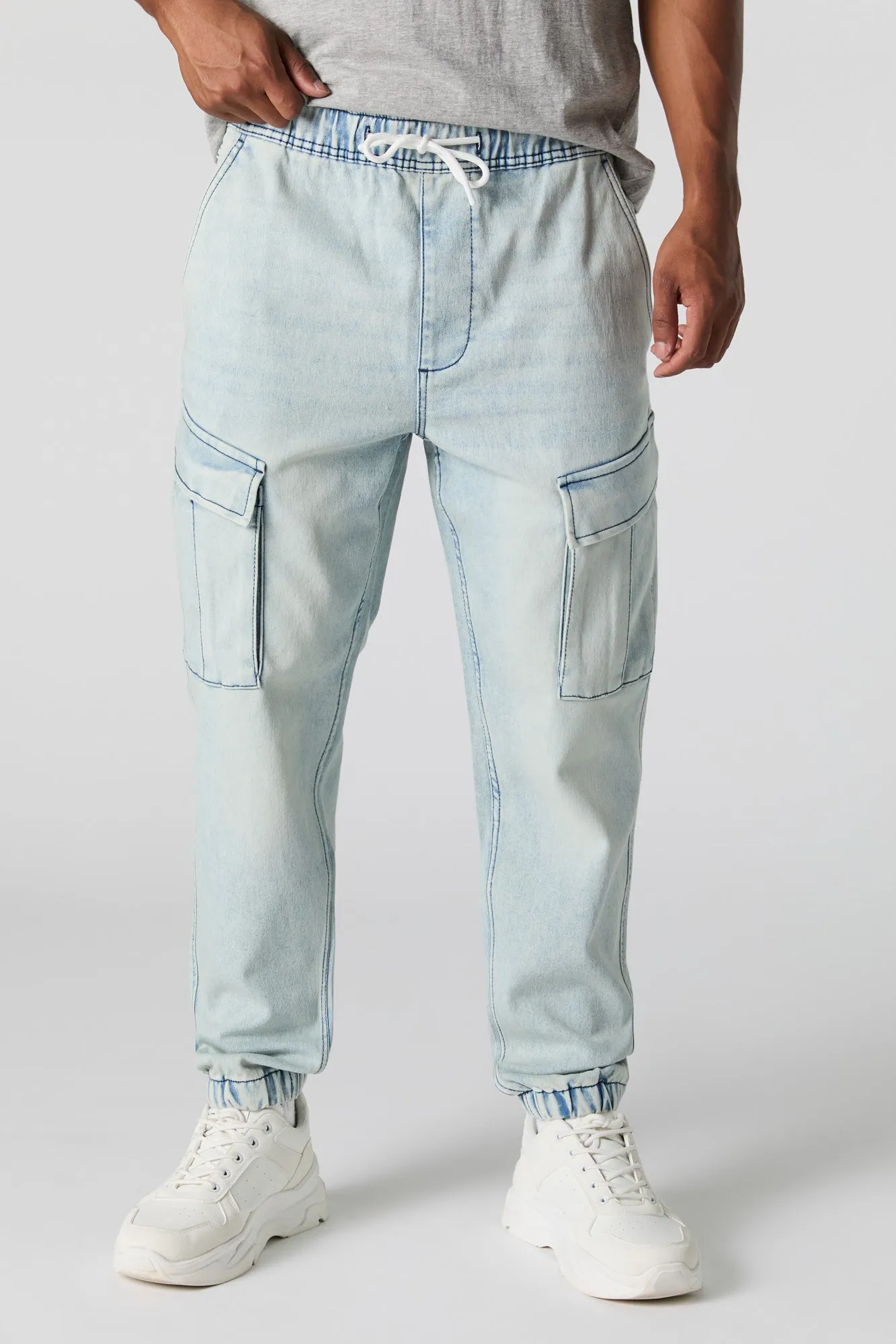 Denim Drawstring Cargo Jogger