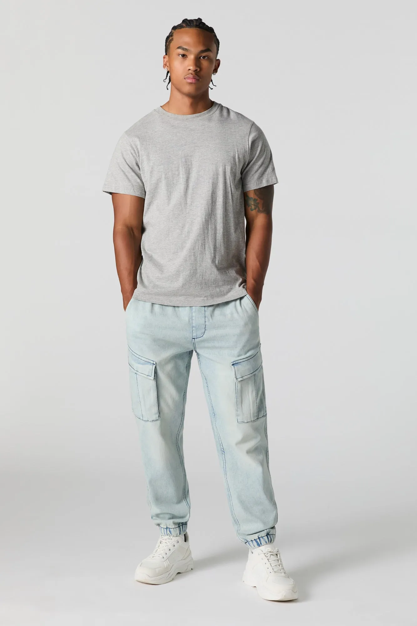 Denim Drawstring Cargo Jogger