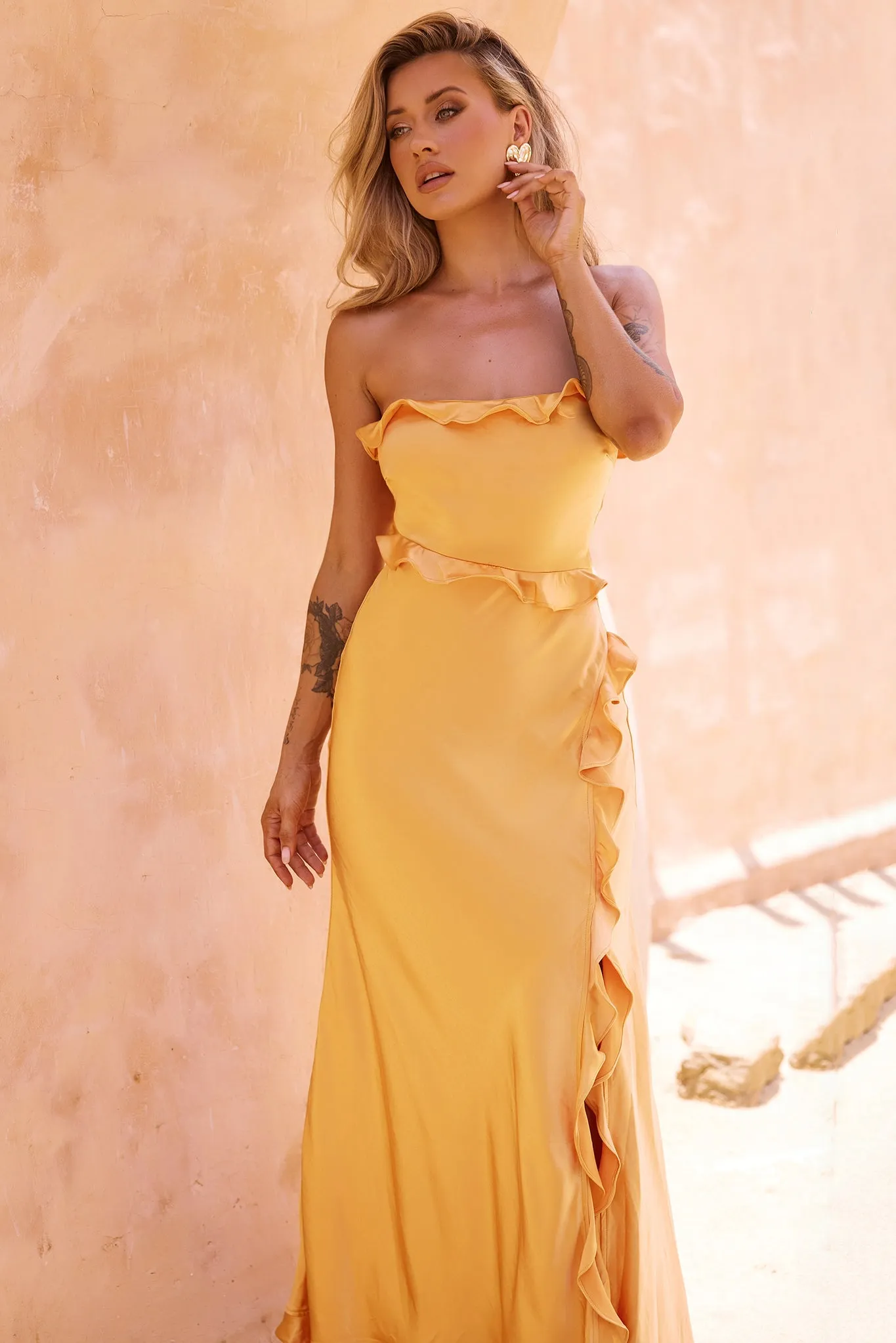 Frill All Up Maxi Dress - Sunset