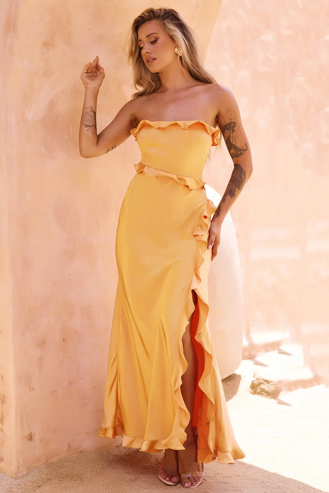 Frill All Up Maxi Dress - Sunset