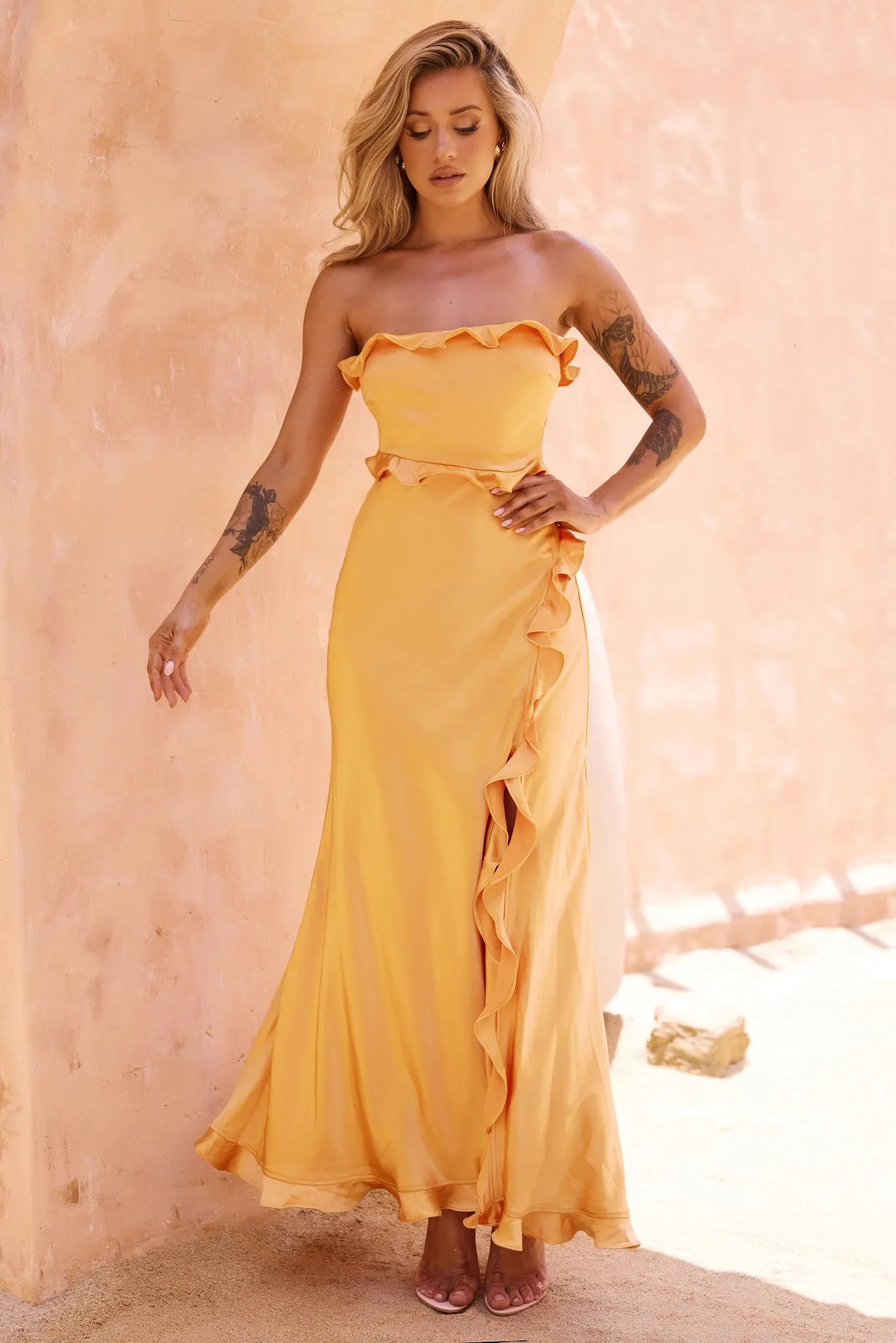 Frill All Up Maxi Dress - Sunset