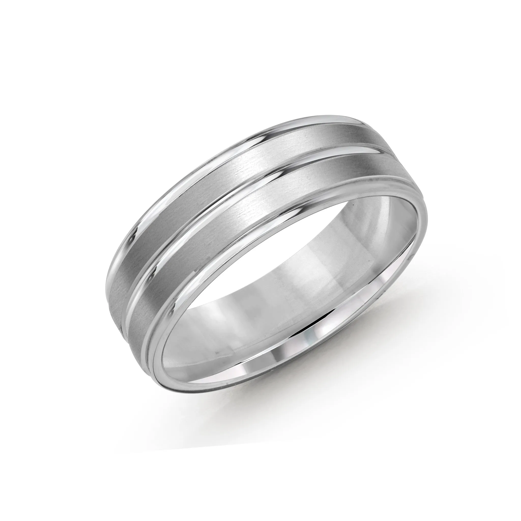 Malo White Gold Wedding Band With Striped Satin Finish