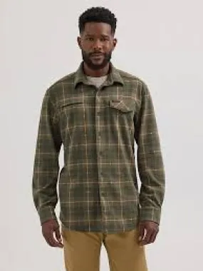 MENS WRANGLER ATG CAMPSITE PLAID SHIRT FOREST
