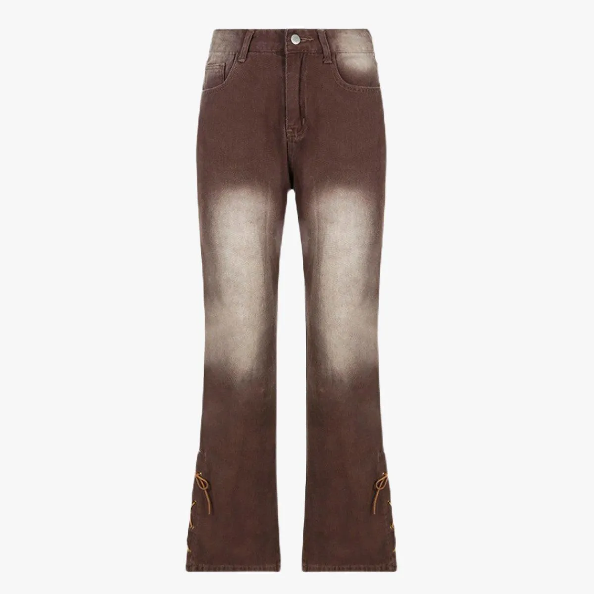 Retro Washed Brown Low Waist Jeans