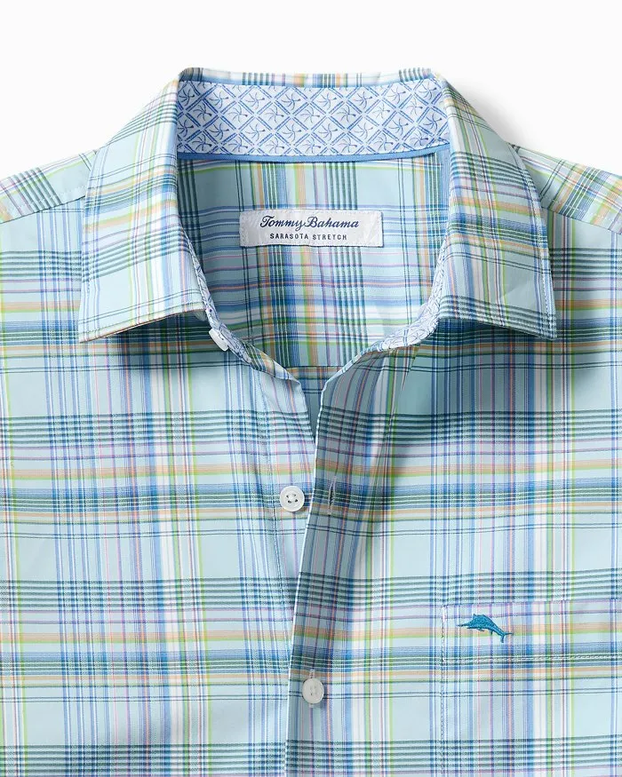 Sarasota Stretch Chablis Check IslandZone® Shirt in Heavenly Peace by Tommy Bahama