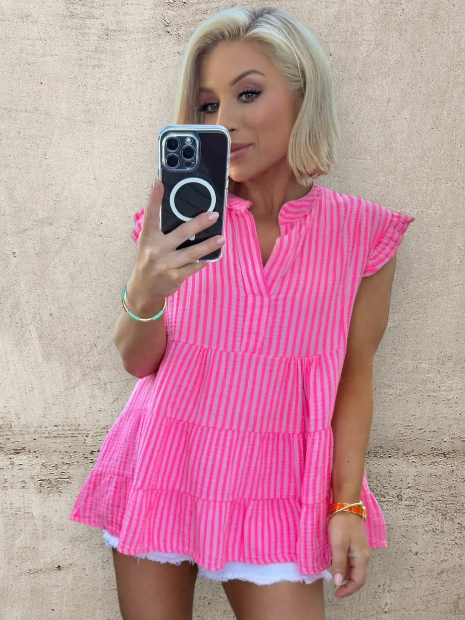 SUNSET STRIPE COTTON TOP