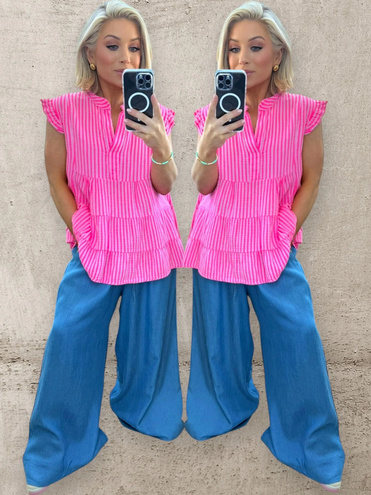 SUNSET STRIPE COTTON TOP