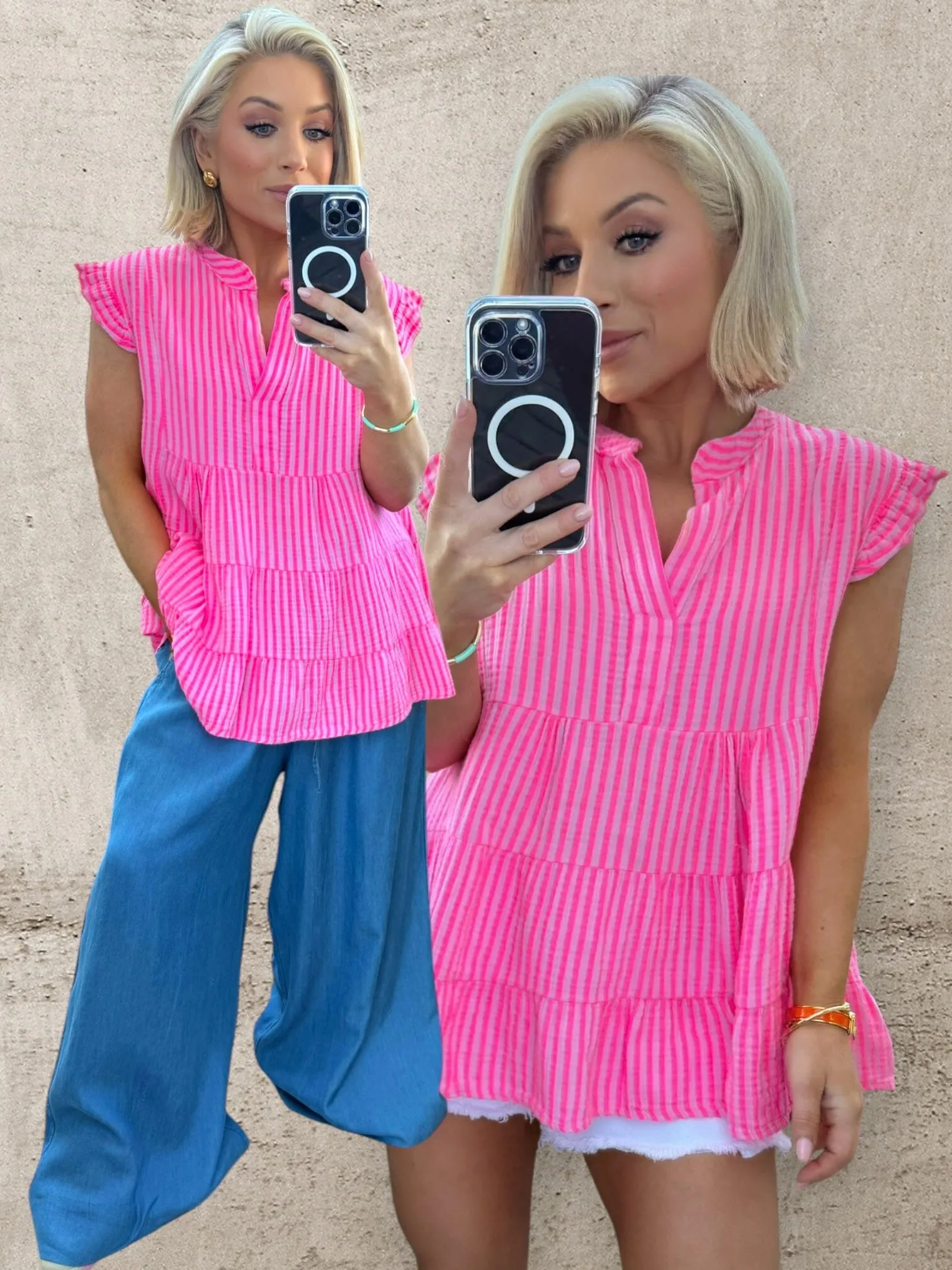 SUNSET STRIPE COTTON TOP