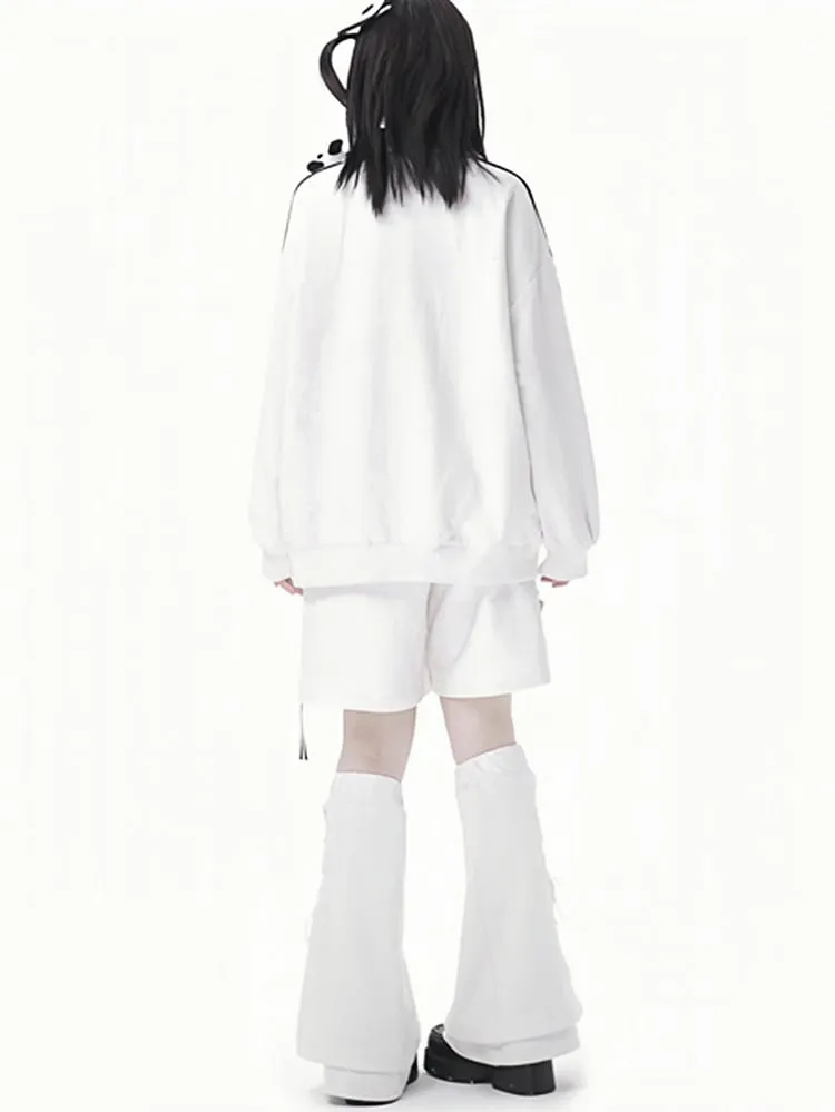 White Elastic Waist Drawstring Shorts