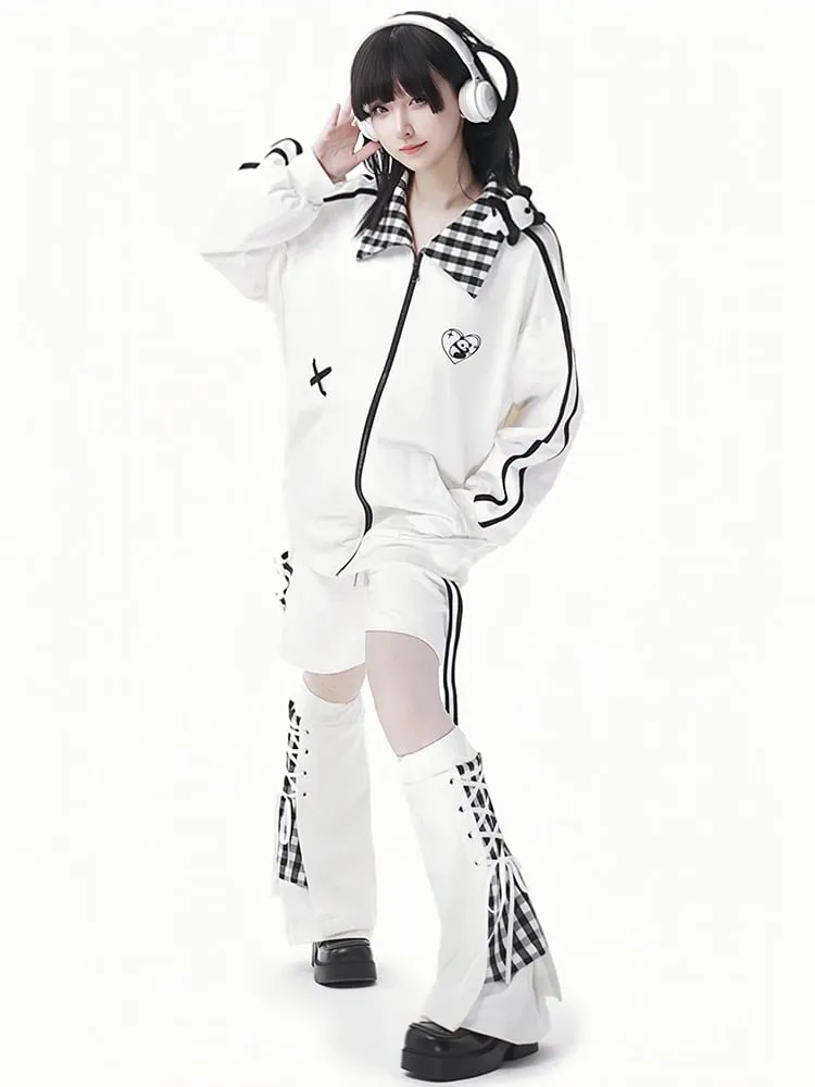 White Elastic Waist Drawstring Shorts