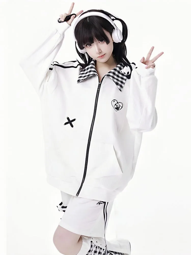 White Elastic Waist Drawstring Shorts