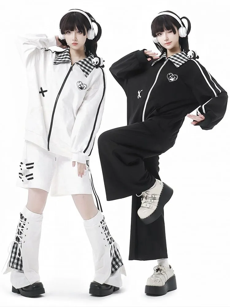 White Elastic Waist Drawstring Shorts