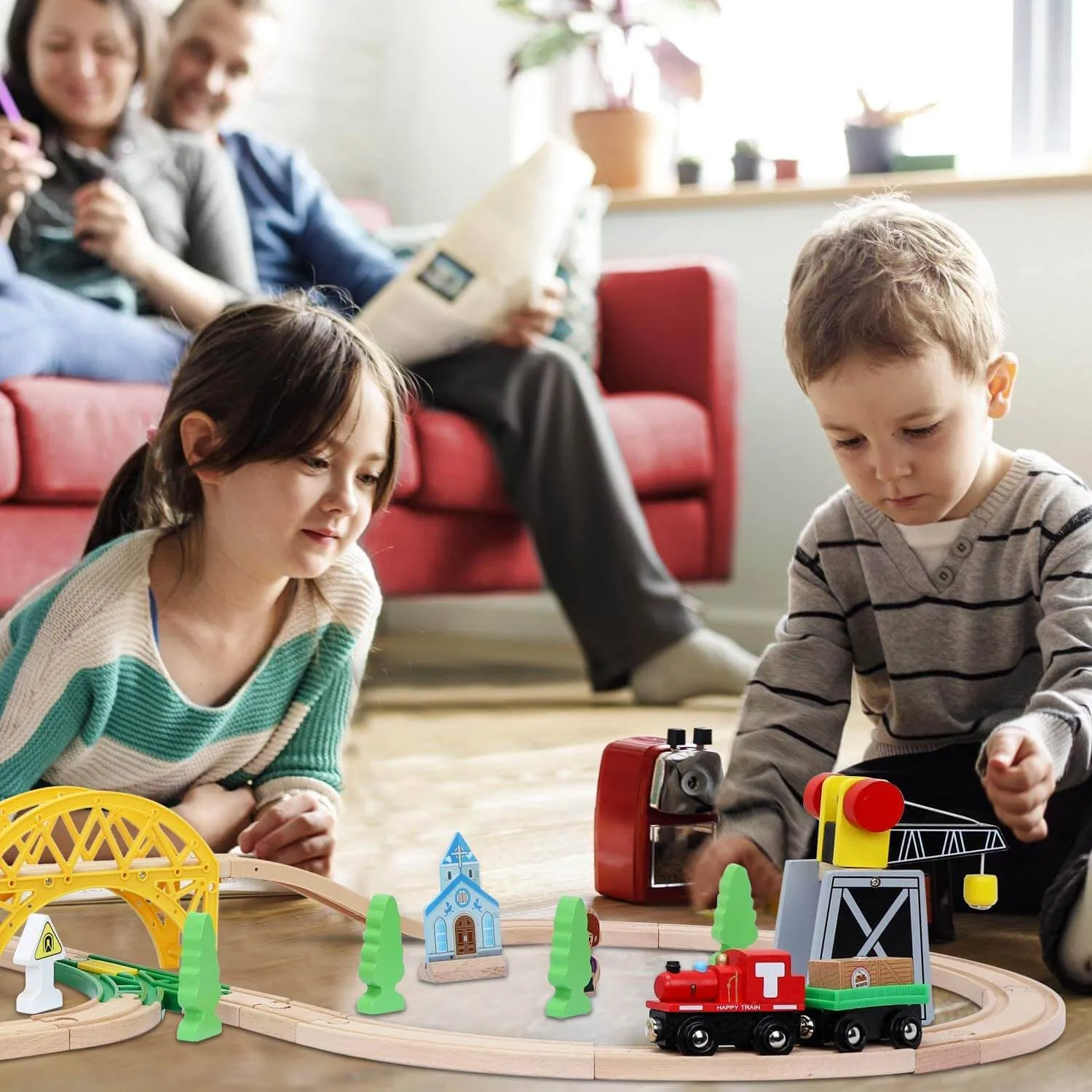 Wooden Track & Train Pack - 60 Pcs