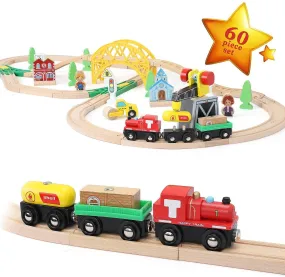 Wooden Track & Train Pack - 60 Pcs