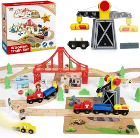 Wooden Track & Train Pack - 80 Pcs