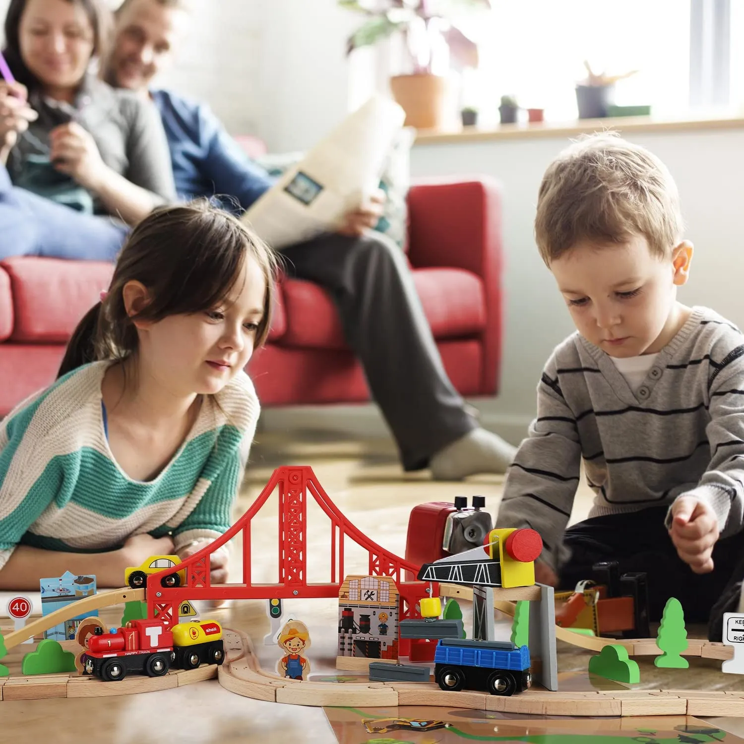 Wooden Track & Train Pack - 80 Pcs