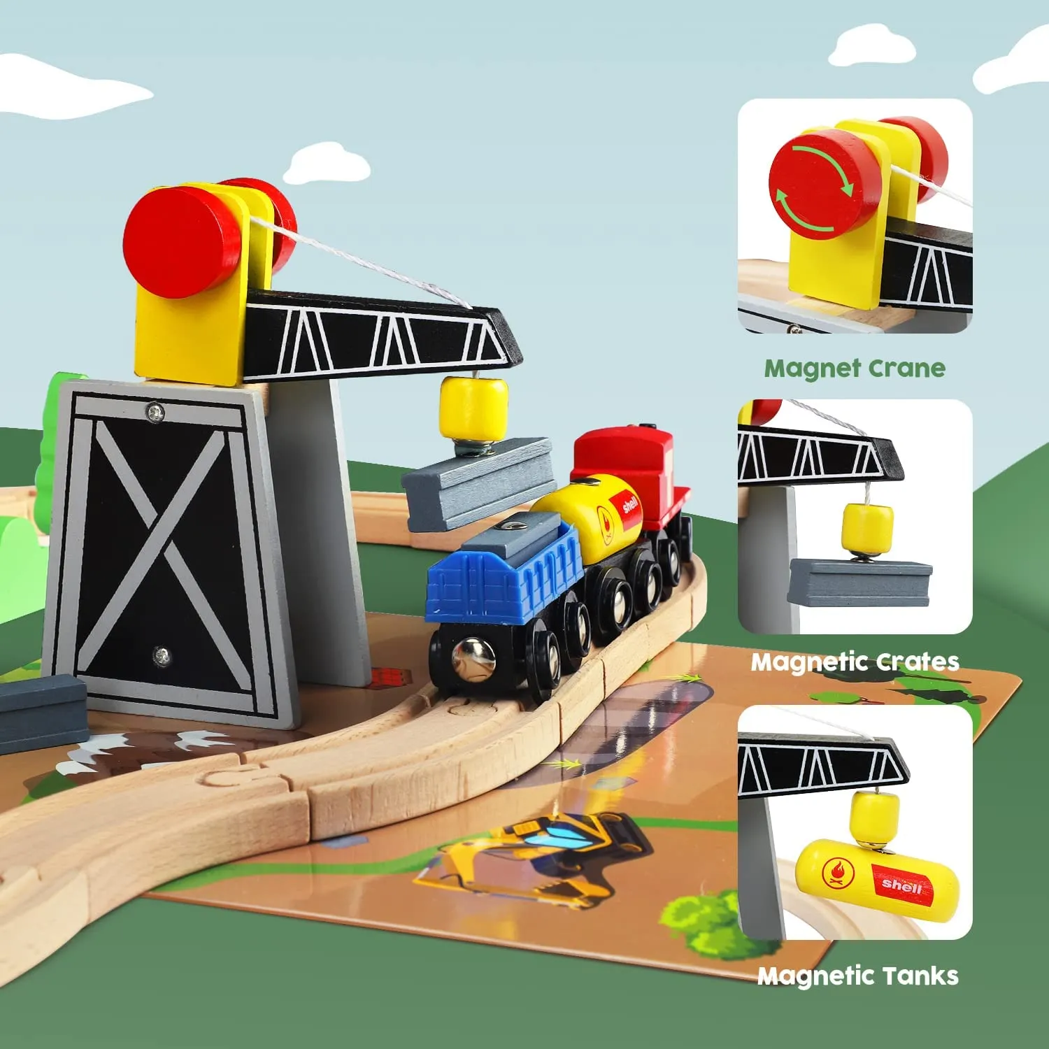Wooden Track & Train Pack - 80 Pcs